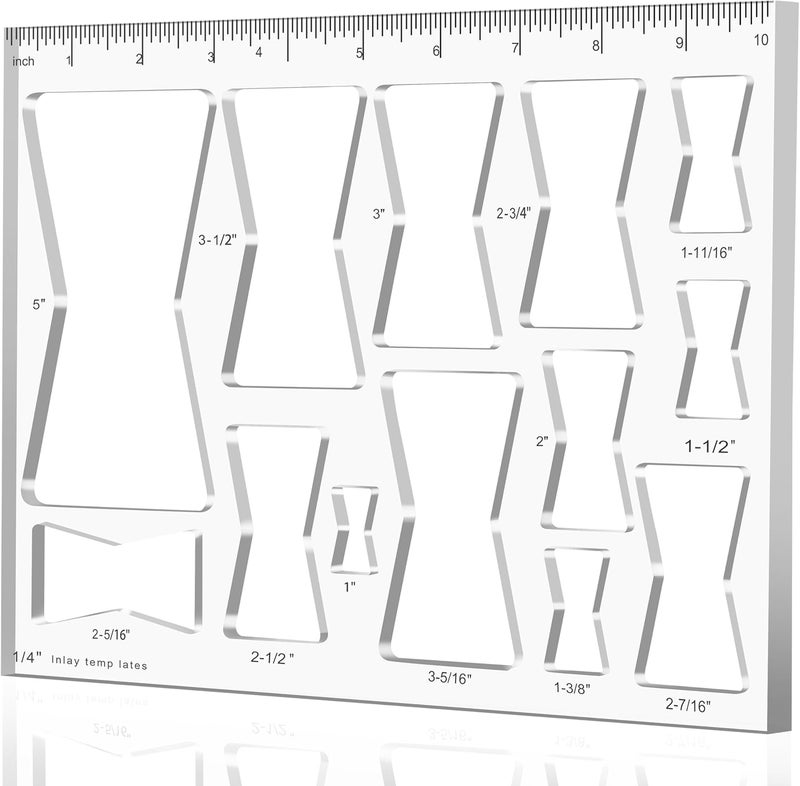 Monliful 13 in 1 Router Template for Woodworking,Router Jig Bowtie Template, Router Template Jig Kit, Butterfly Inlay Template Decorative Template 10"*7.9" inches, clarity - Image 1